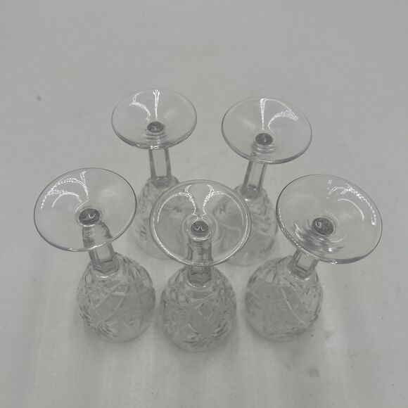 Set of 5 Cut Crystal Sherry Port Wine Glass Cordial Muscatine, Unbranded Dessert - Picture 4 of 6